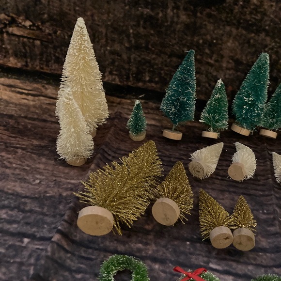Handmade Tree Decoration Set! Green Trees, White Trees, and Golden Sparkle Trees - Picture 2 of 16